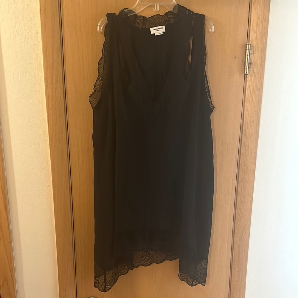 Zadig & Voltaire Deluxe Women’s Silk Sleeveless Lace Slip Dress Black Medium